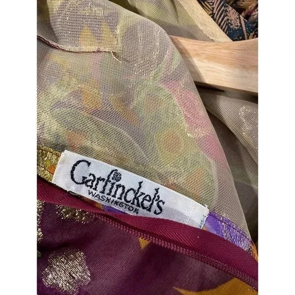 Garfinckel's Washington Stunning 1960'sVintage Multicolor ,gold sheen Maxi dress - Picture 9 of 9